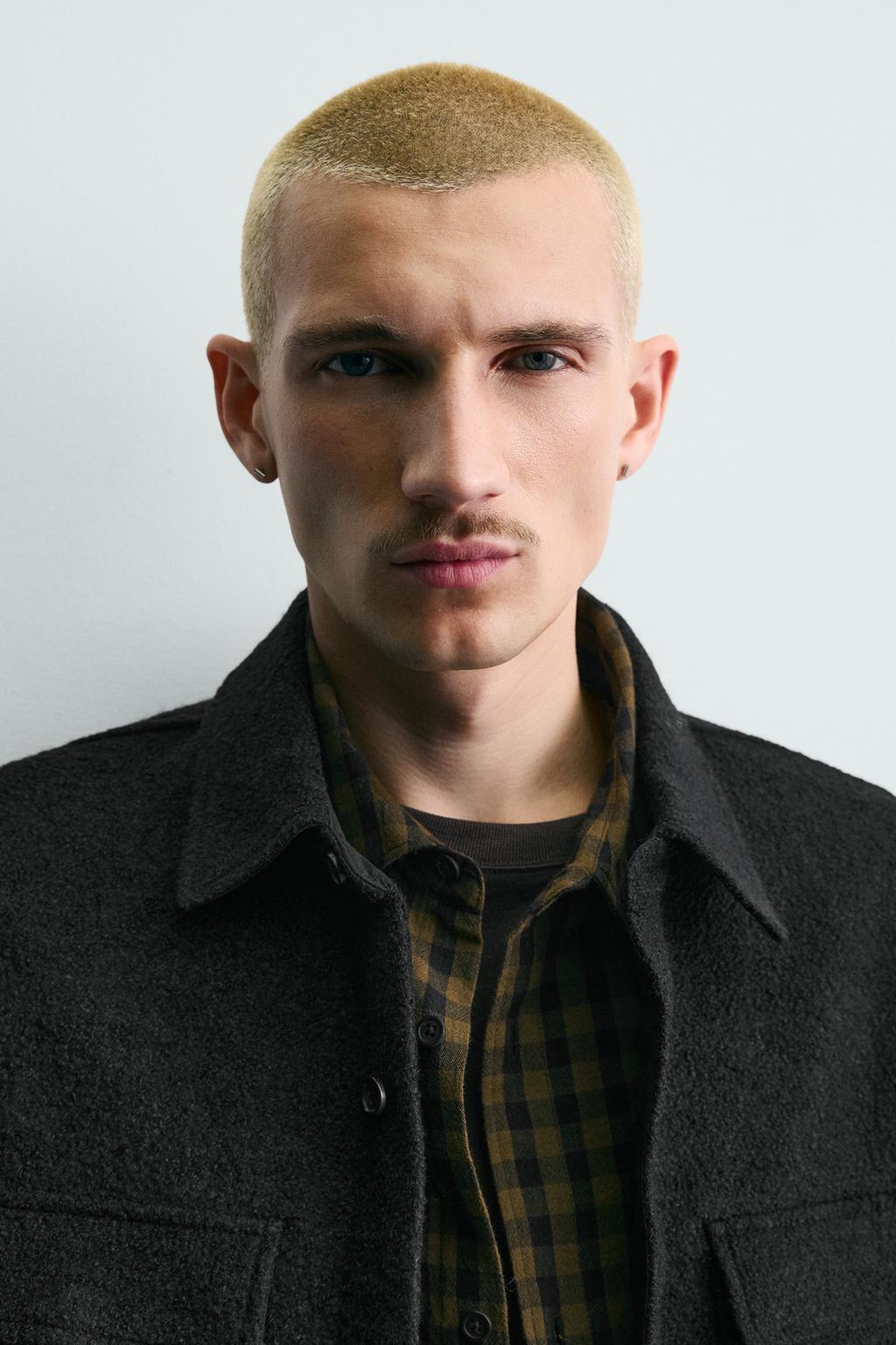 КУРТКА-РУБАШКА ИЗ РЕЛЬЕФНОЙ ТКАНИ С ШЕРСТЬЮ