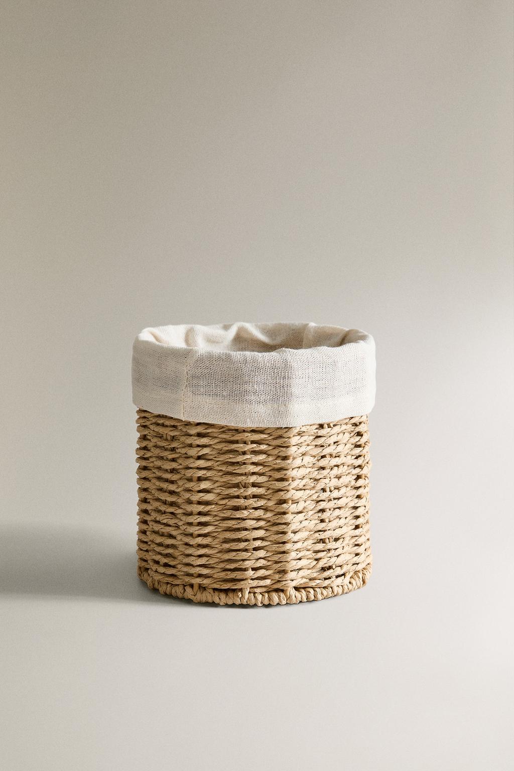 Круглая корзина с льняной подкладкой