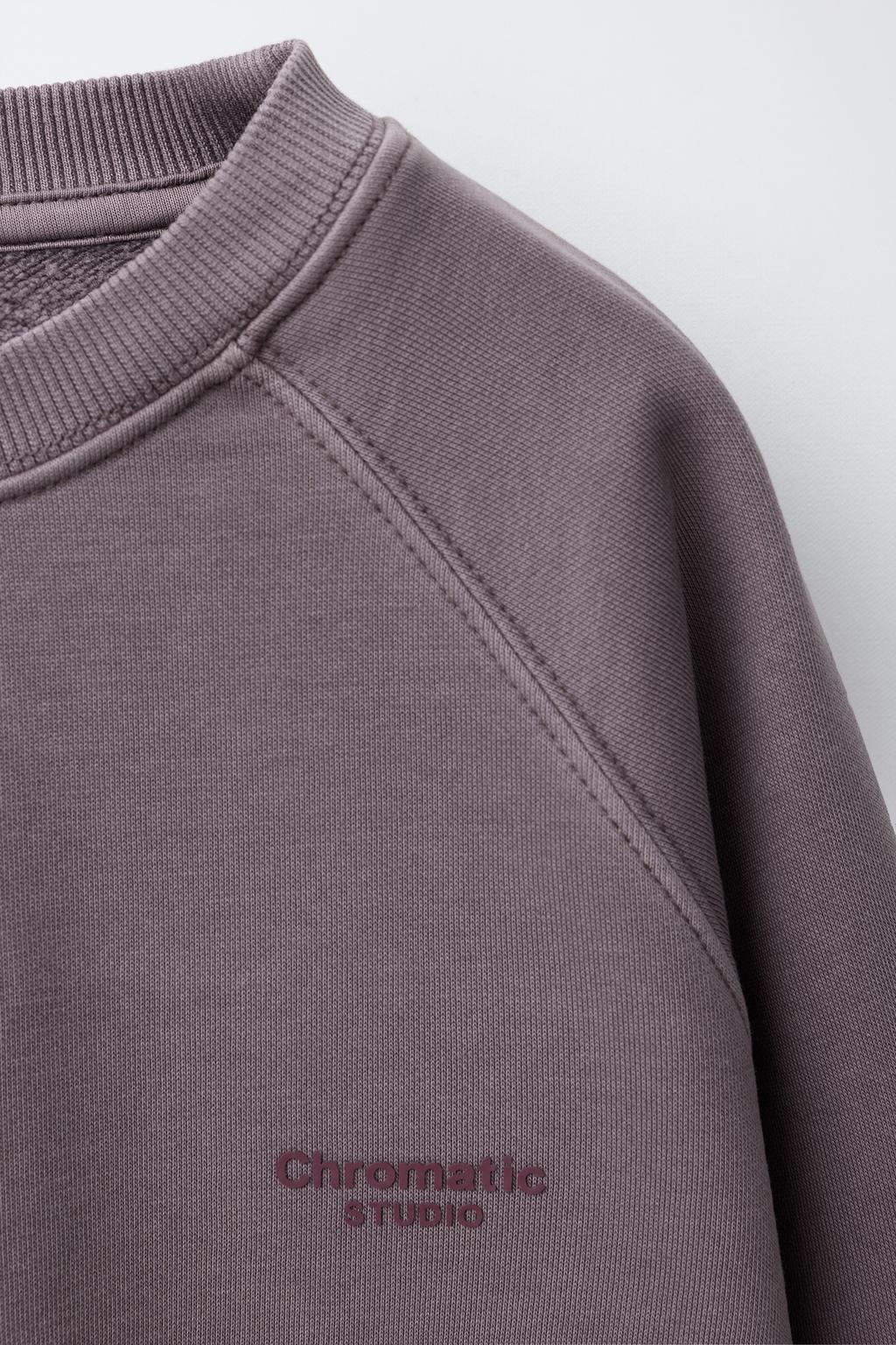 ТОЛСТОВКА ИЗ ТКАНИ С ЭФФЕКТОМ ПОТЕРТОСТИ С НАДПИСЬЮ