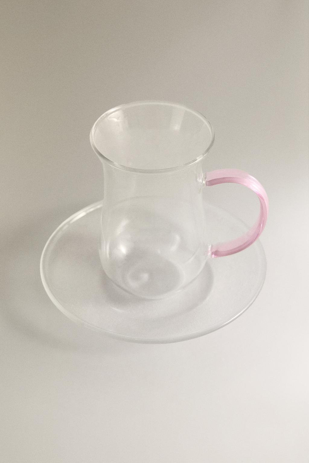 Стакан и блюдце из боросиликатного стекла