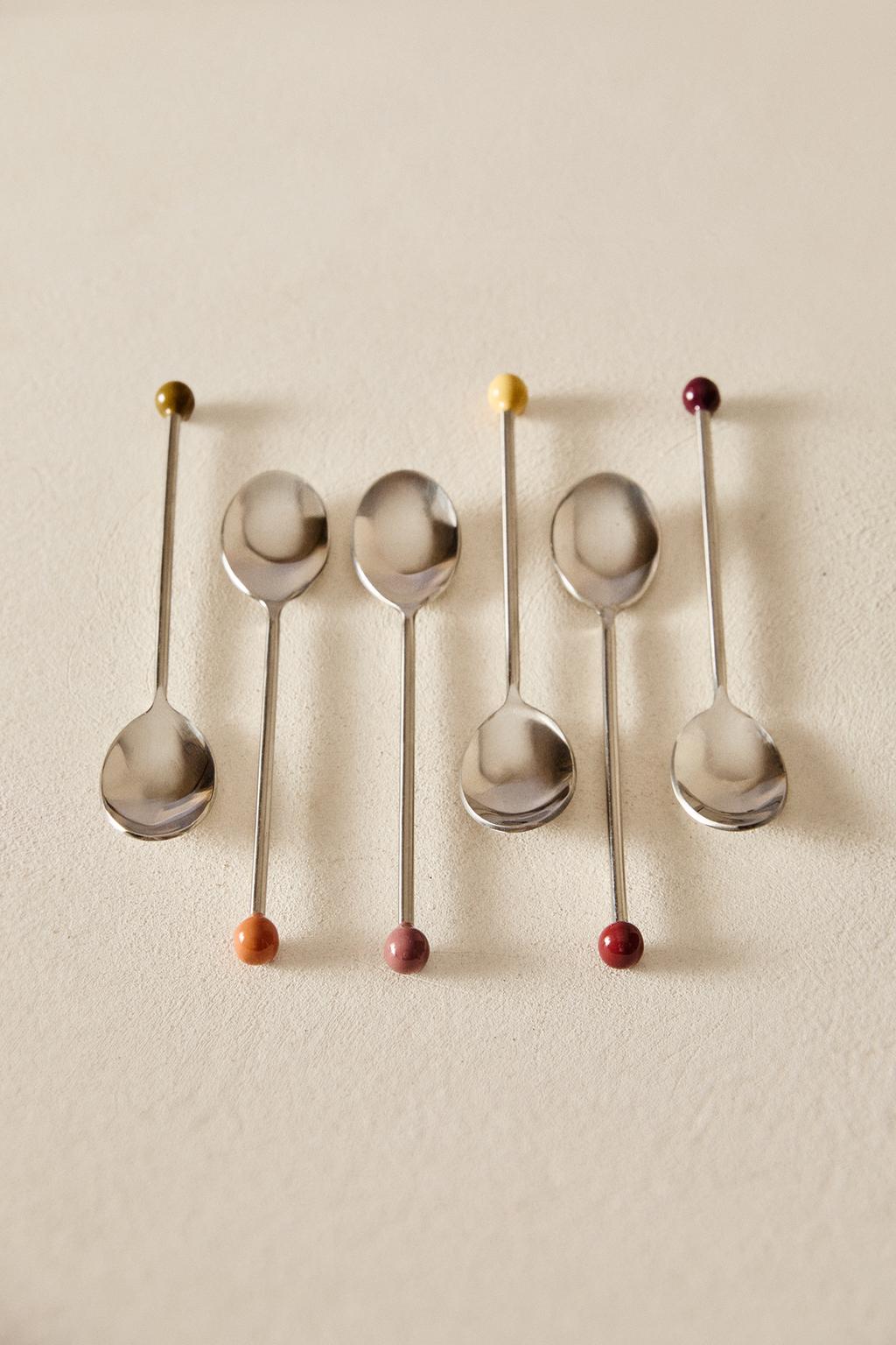 Набор цветных стальных чайных ложек (набор из 6 штук)