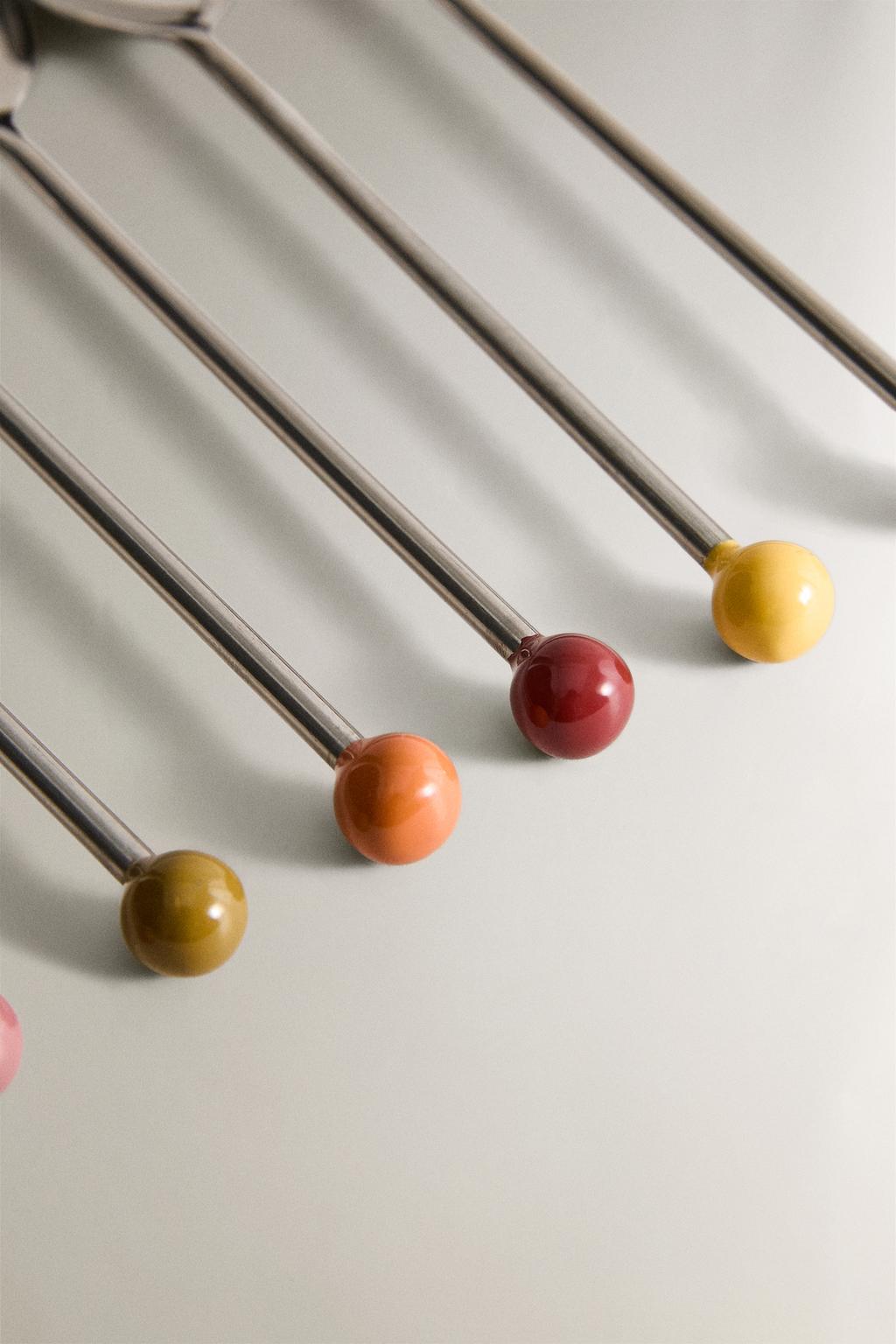 Набор цветных стальных чайных ложек (набор из 6 штук)