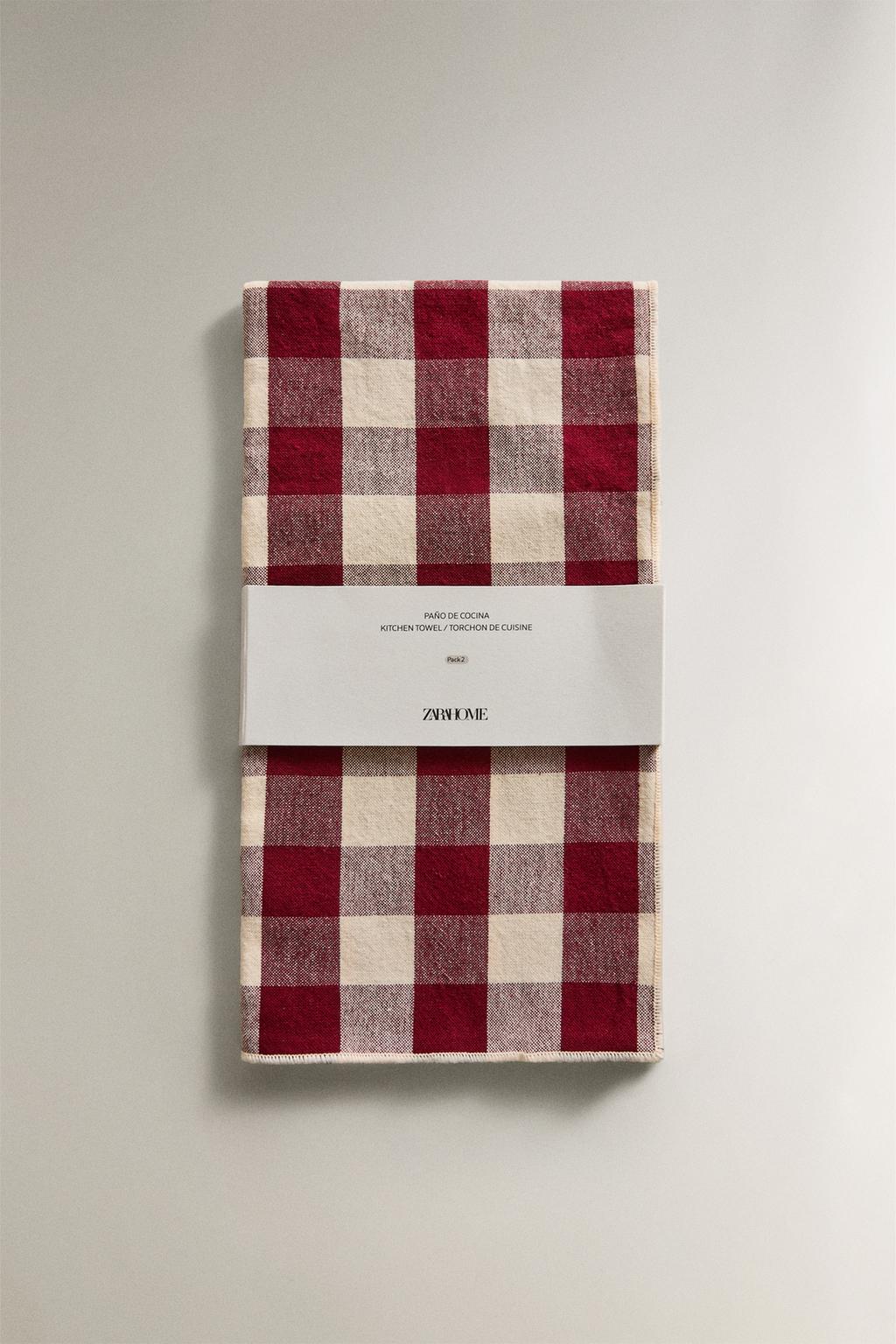 Набор больших хлопковых чайных полотенец в клетку (набор из 2)