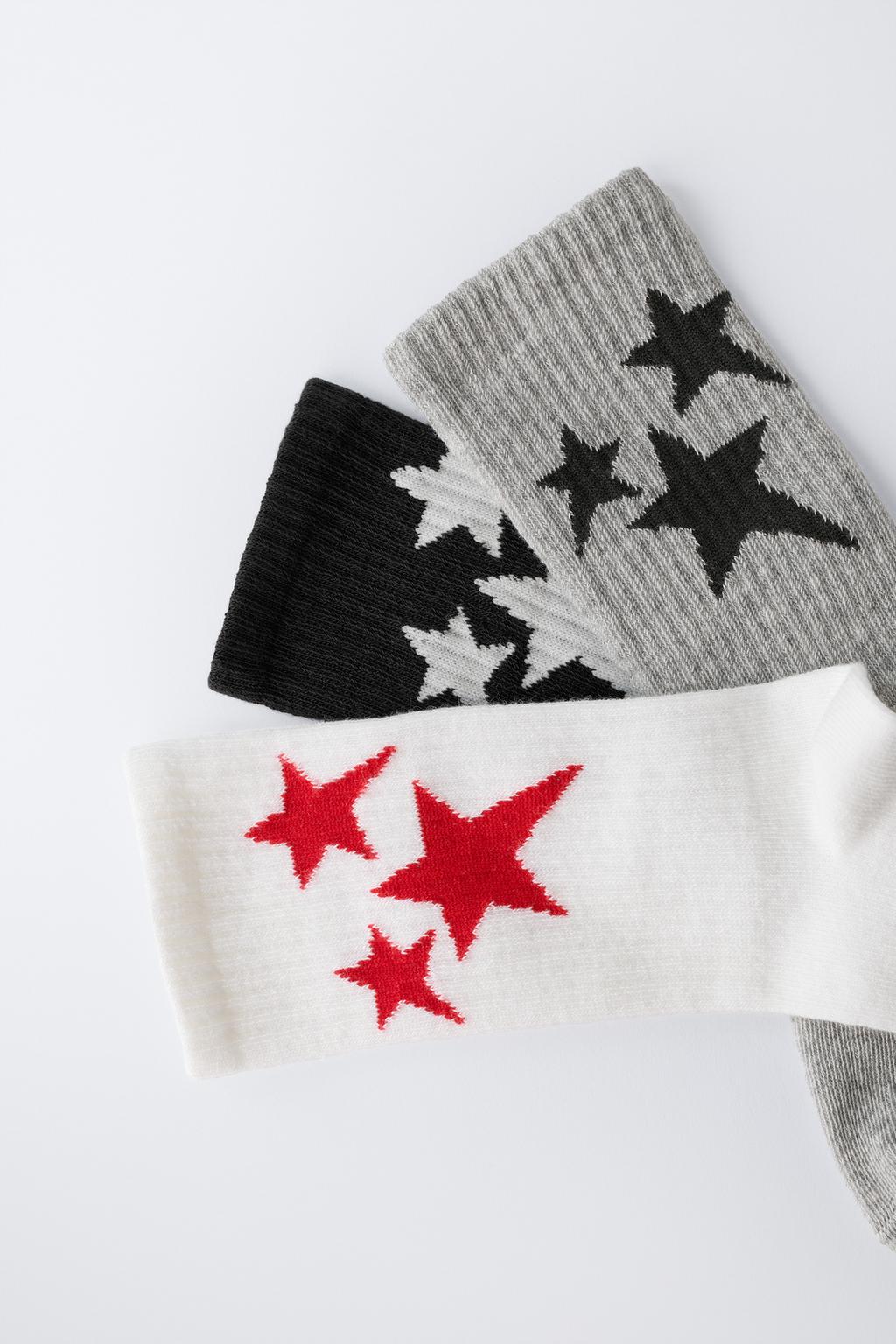 НАБОР ИЗ ТРЕХ ПАР НОСКОВ С ПРИНТОМ «ЗВЕЗДЫ»