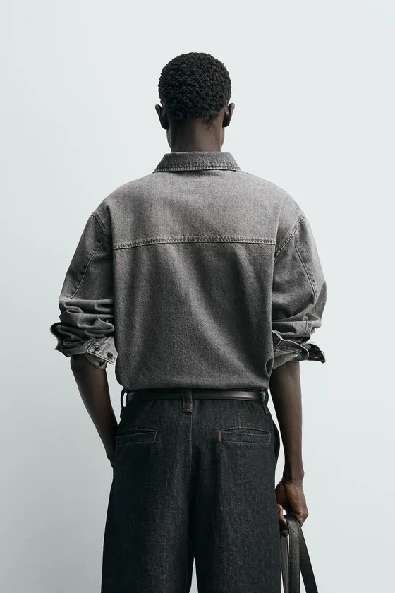 РУБАШКА RELAXED FIT ИЗ ВЫЦВЕТШЕГО ДЕНИМА