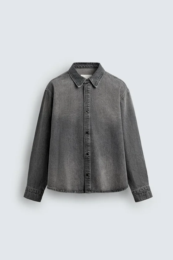 РУБАШКА RELAXED FIT ИЗ ВЫЦВЕТШЕГО ДЕНИМА