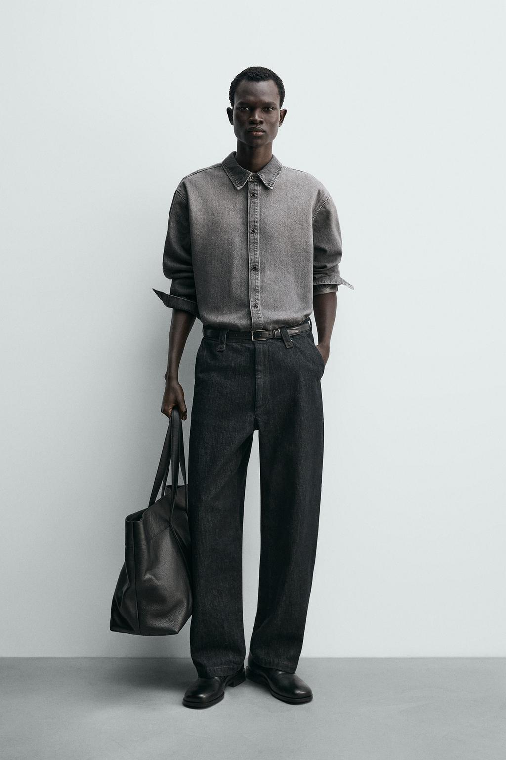 РУБАШКА RELAXED FIT ИЗ ВЫЦВЕТШЕГО ДЕНИМА