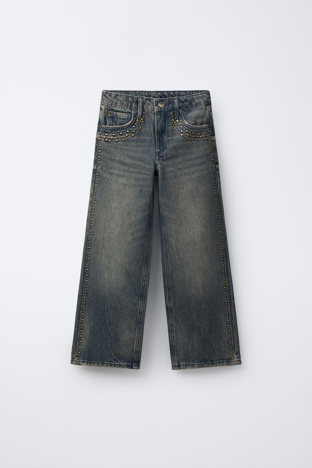 ДЖИНСЫ WIDE LEG С ЗАКЛЕПКАМИ