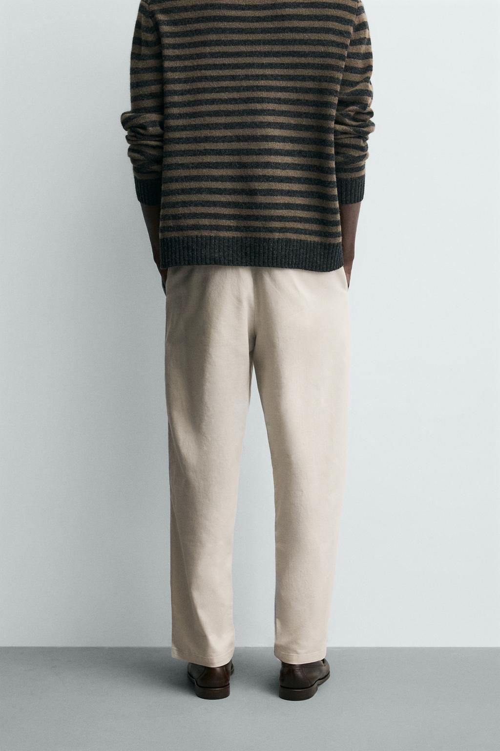 Брюки свободного кроя из хлопка и льна