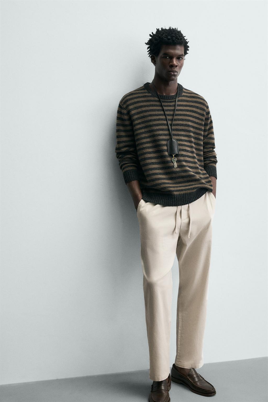 Брюки свободного кроя из хлопка и льна