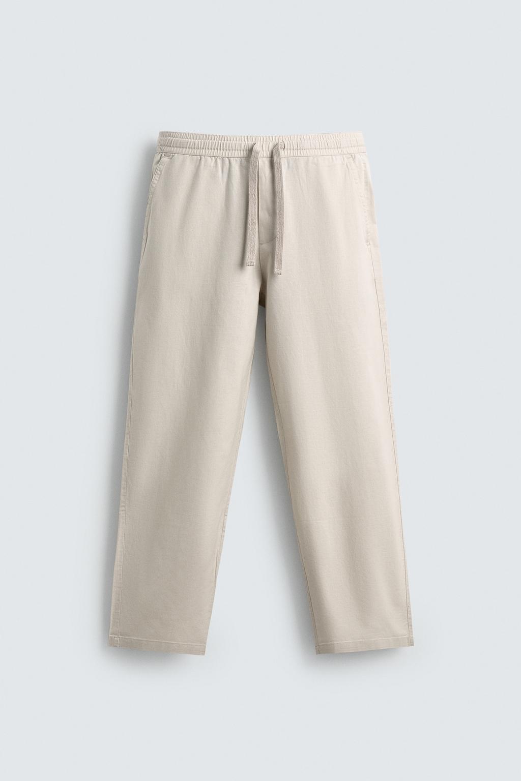 Брюки свободного кроя из хлопка и льна