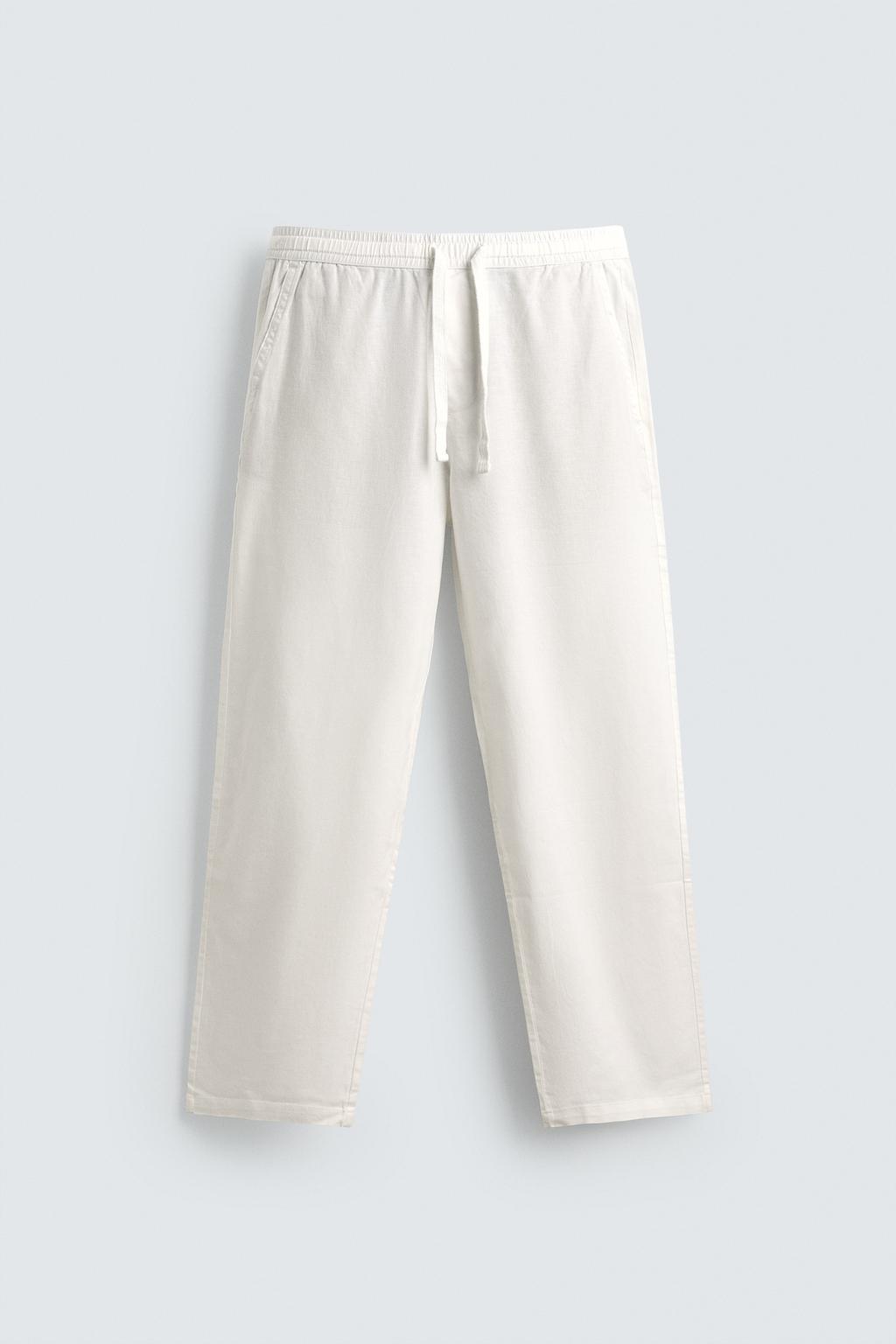 Брюки свободного кроя из хлопка и льна