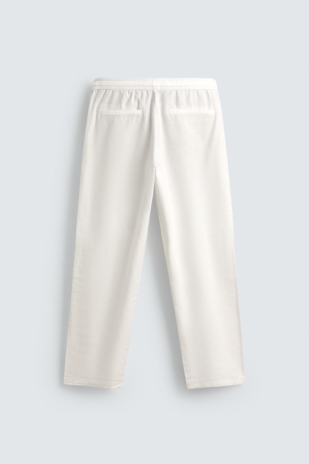 Брюки свободного кроя из хлопка и льна