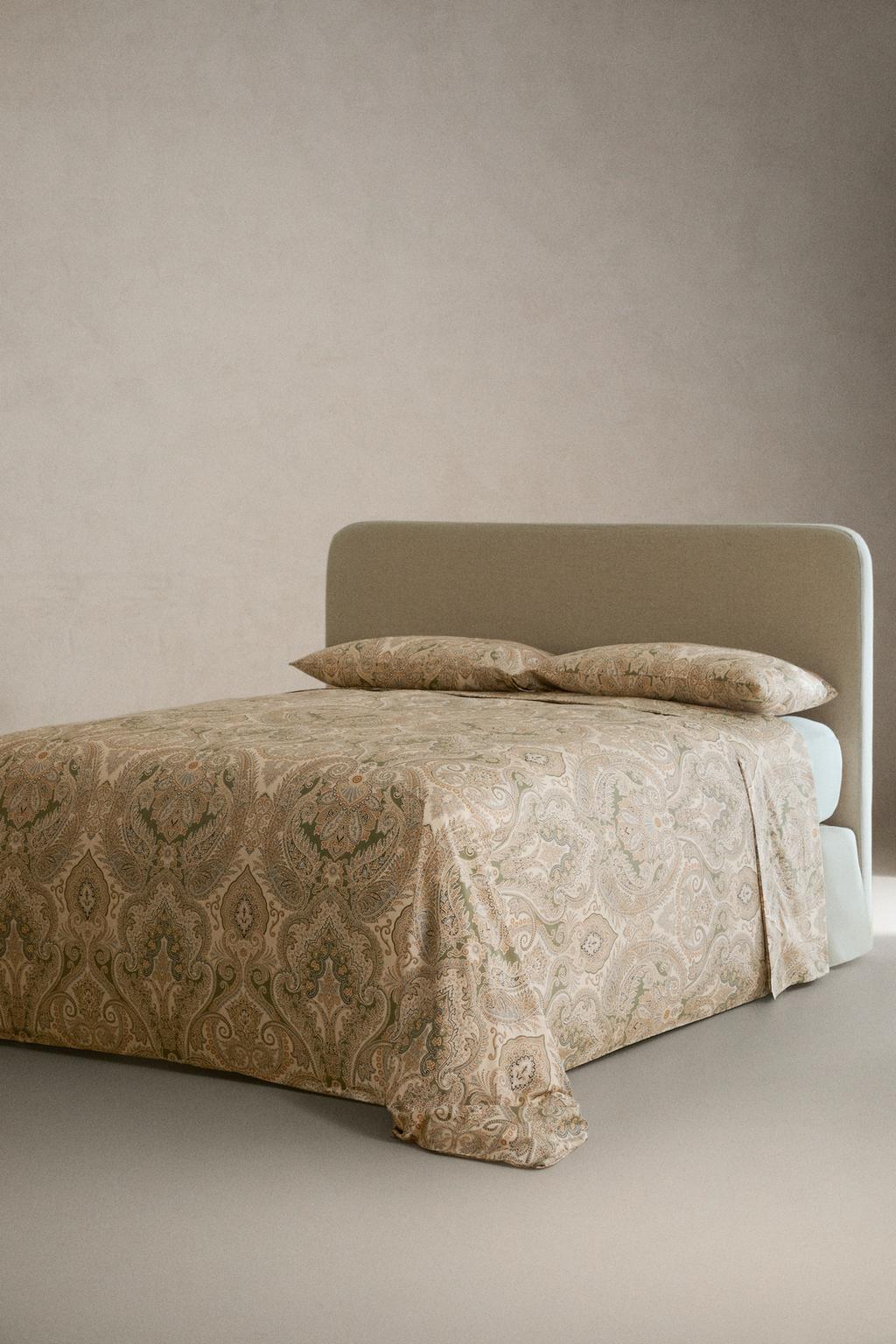 Покрывало из хлопкового сатина с рисунком пейсли (300tc)