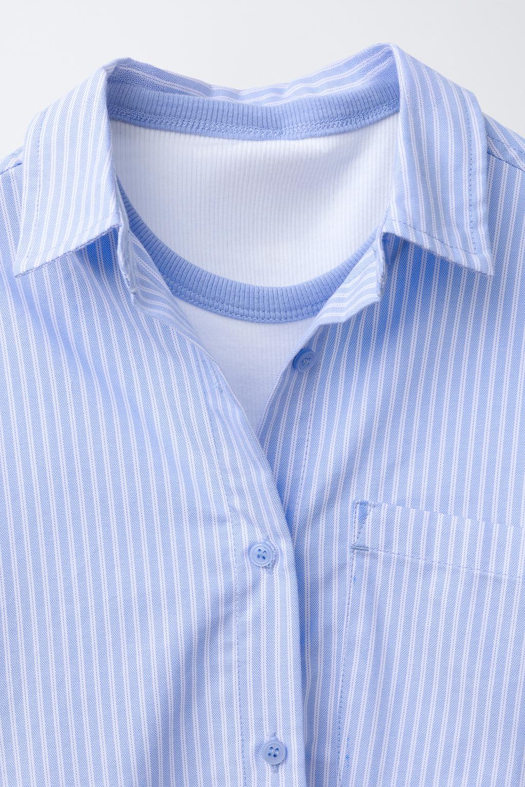 Рубашка в полоску с воротником и рукавами-вставками