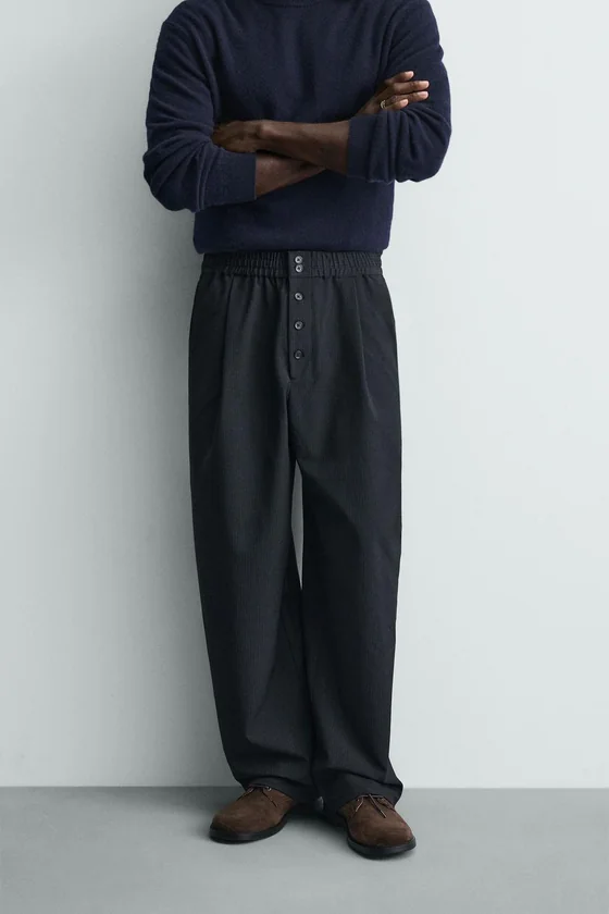 БРЮКИ RELAXED FIT В ТОНКУЮ ПОЛОСКУ
