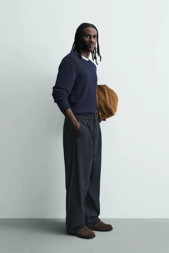 БРЮКИ RELAXED FIT В ТОНКУЮ ПОЛОСКУ