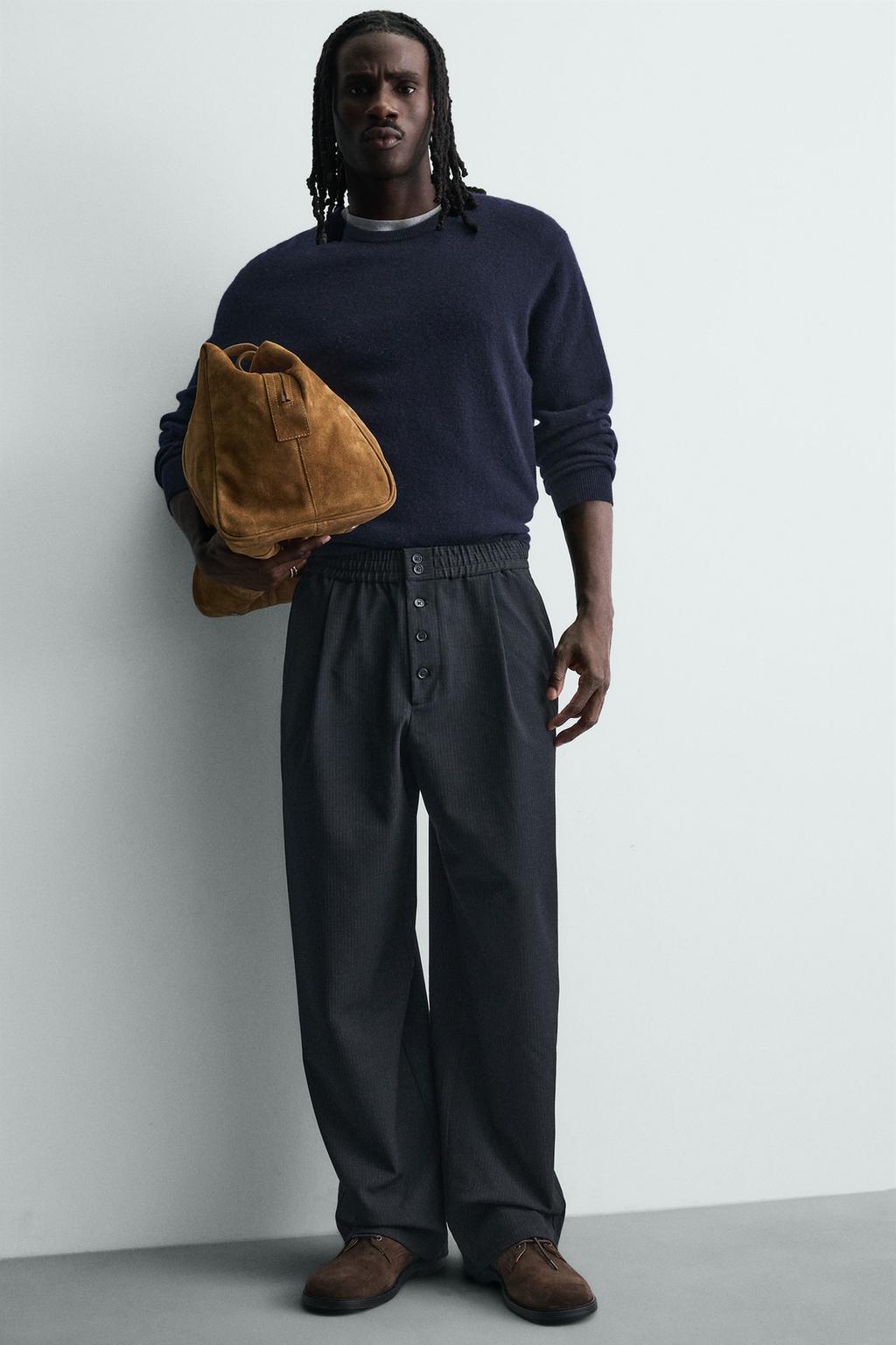 БРЮКИ RELAXED FIT В ТОНКУЮ ПОЛОСКУ