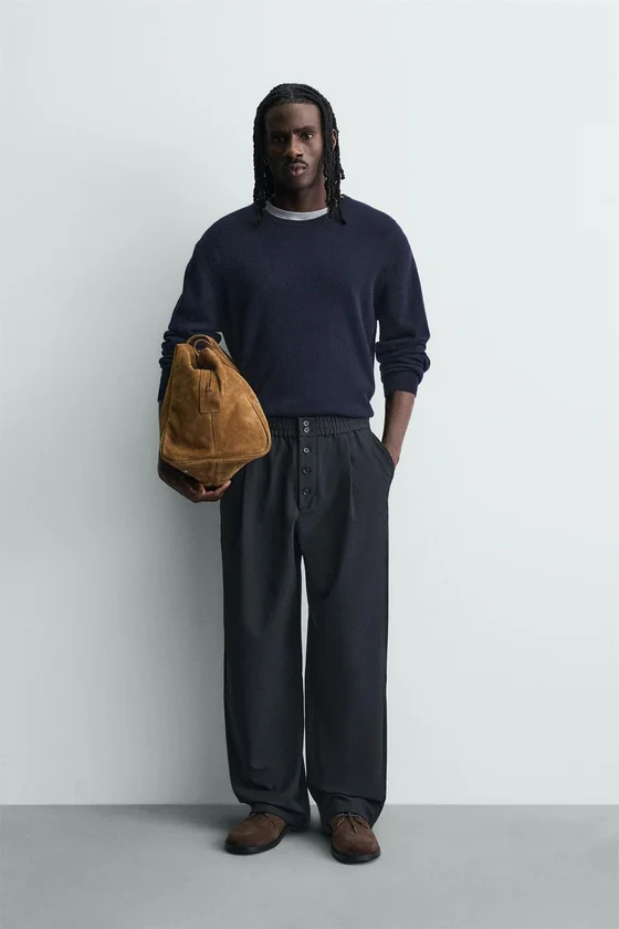 БРЮКИ RELAXED FIT В ТОНКУЮ ПОЛОСКУ