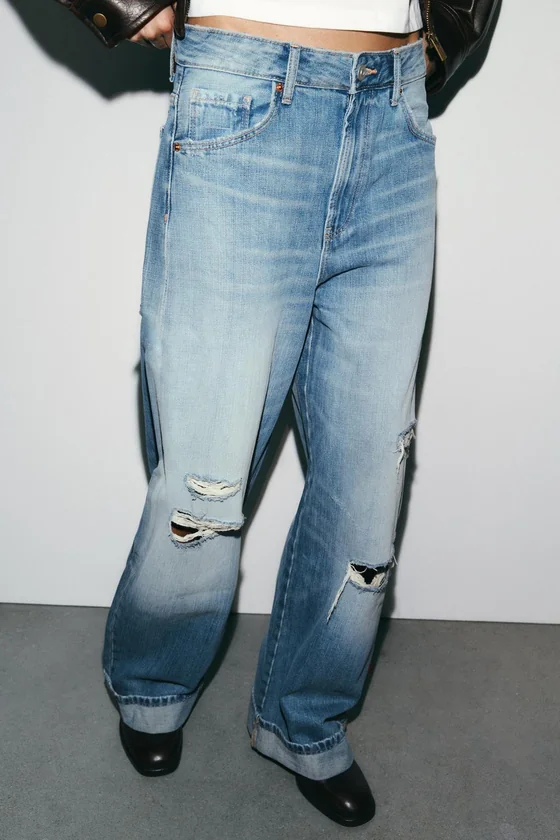 ДЖИНСЫ TRF BAGGY FOLDED С РАЗРЕЗАМИ