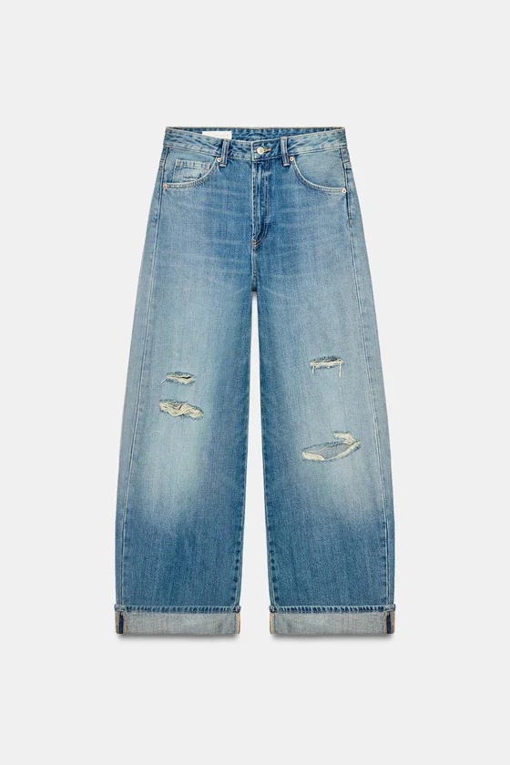ДЖИНСЫ TRF BAGGY FOLDED С РАЗРЕЗАМИ