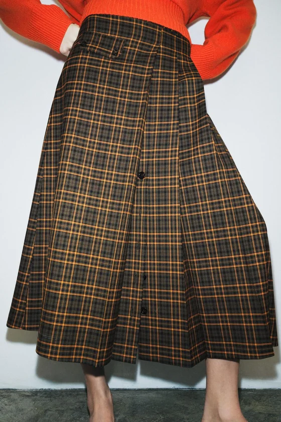 ЮБКА МИДИ В КЛЕТКУ — ZW COLLECTION