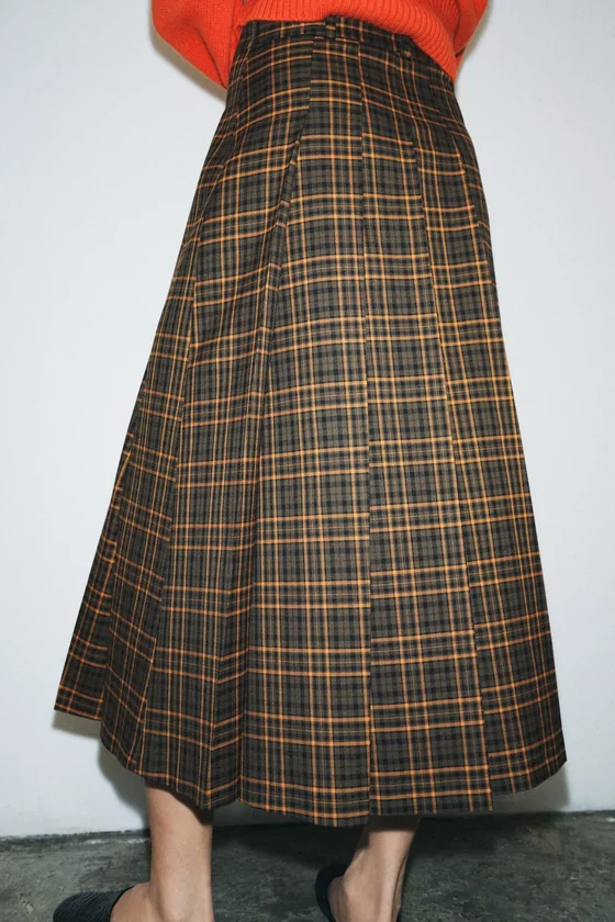 ЮБКА МИДИ В КЛЕТКУ — ZW COLLECTION