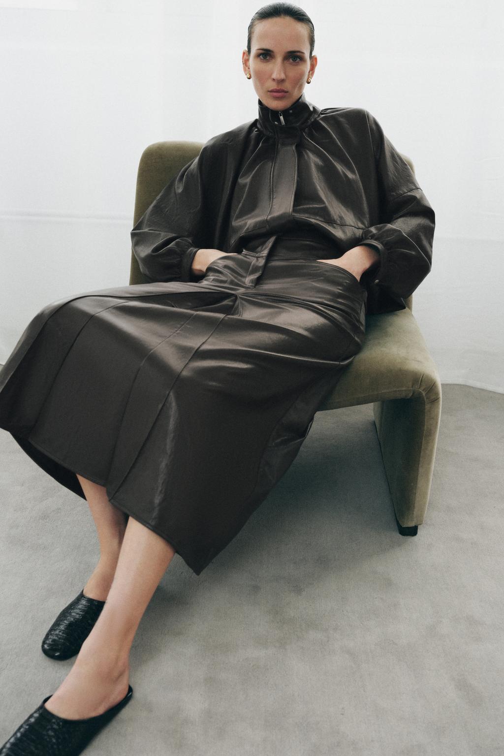 ЮБКА ИЗ ИСКУССТВЕННОЙ КОЖИ СО СКЛАДКАМИ — ZW COLLECTION