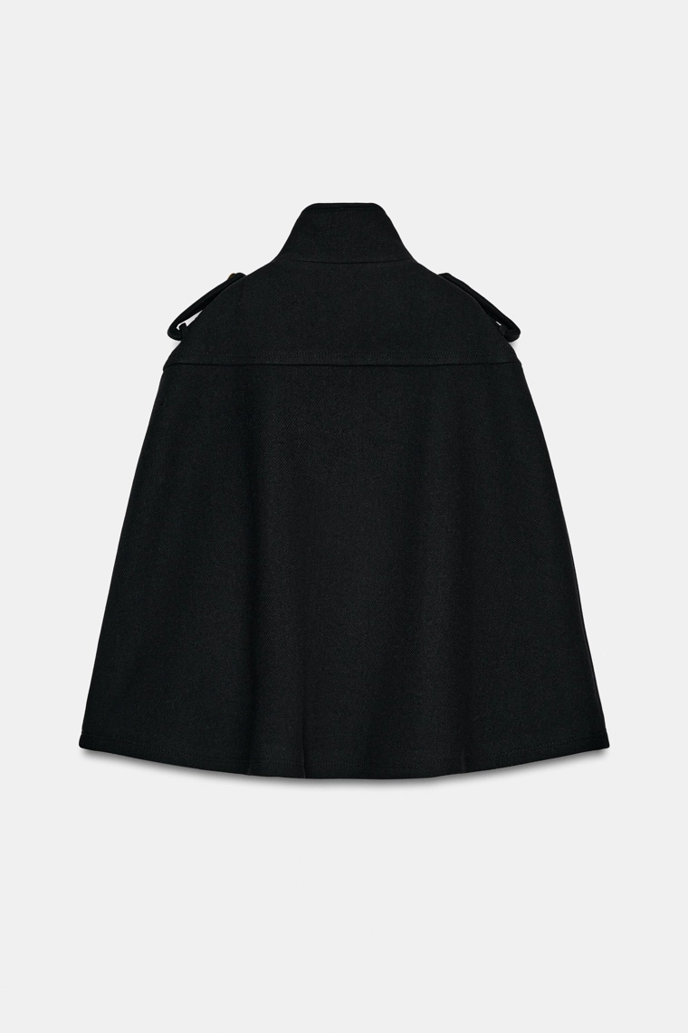 НАКИДКА ИЗ СМЕСОВОЙ ШЕРСТИ С МЕТАЛЛИЧЕСКИМИ ПУГОВИЦАМИ — ZW COLLECTION