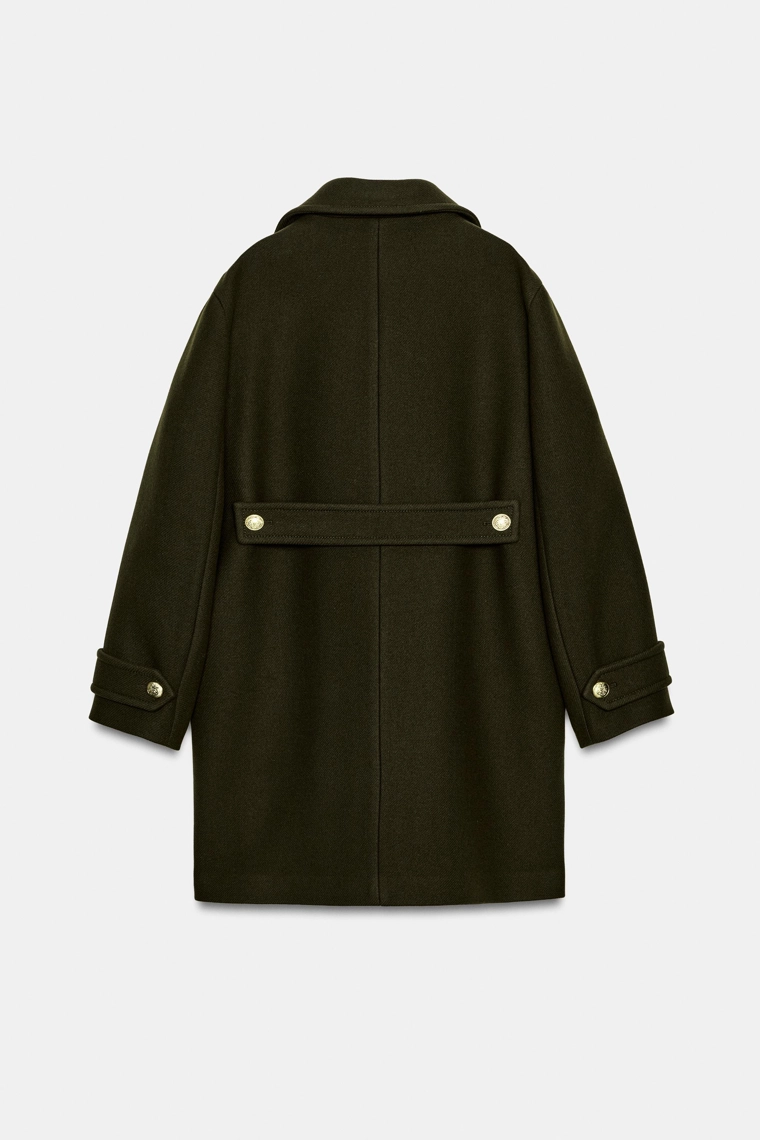 АСИММЕТРИЧНОЕ ПАЛЬТО ИЗ СМЕСОВОЙ ШЕРСТИ С ПУГОВИЦАМИ — ZW COLLECTION