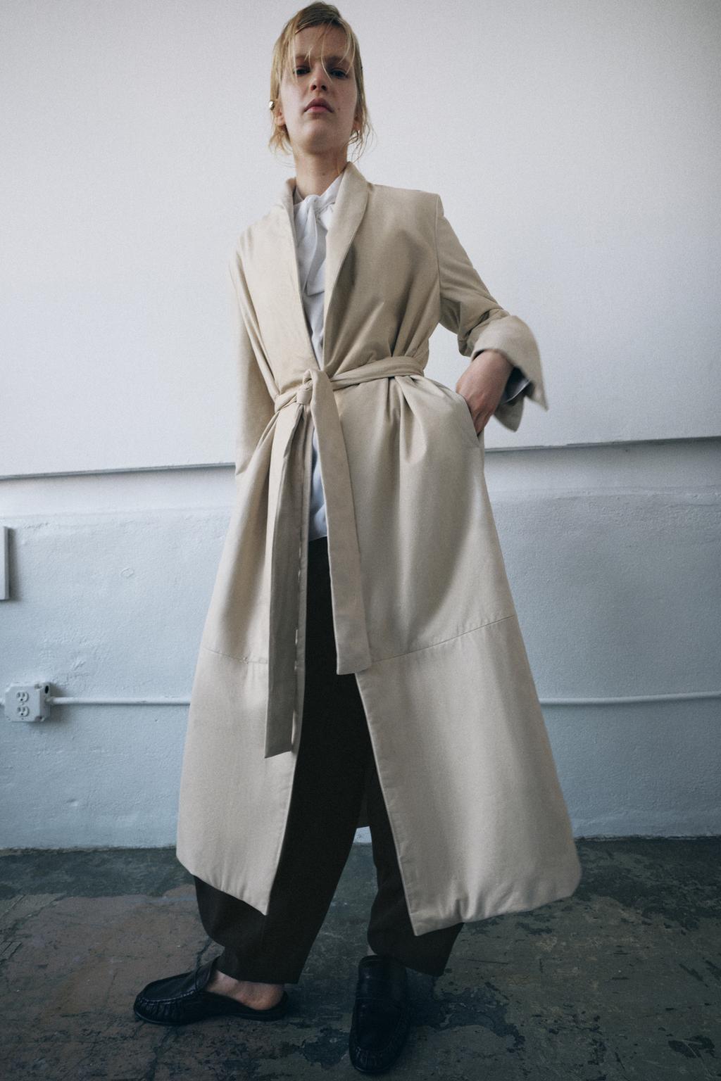 Стеганое кожаное пальто zw collection limited edition