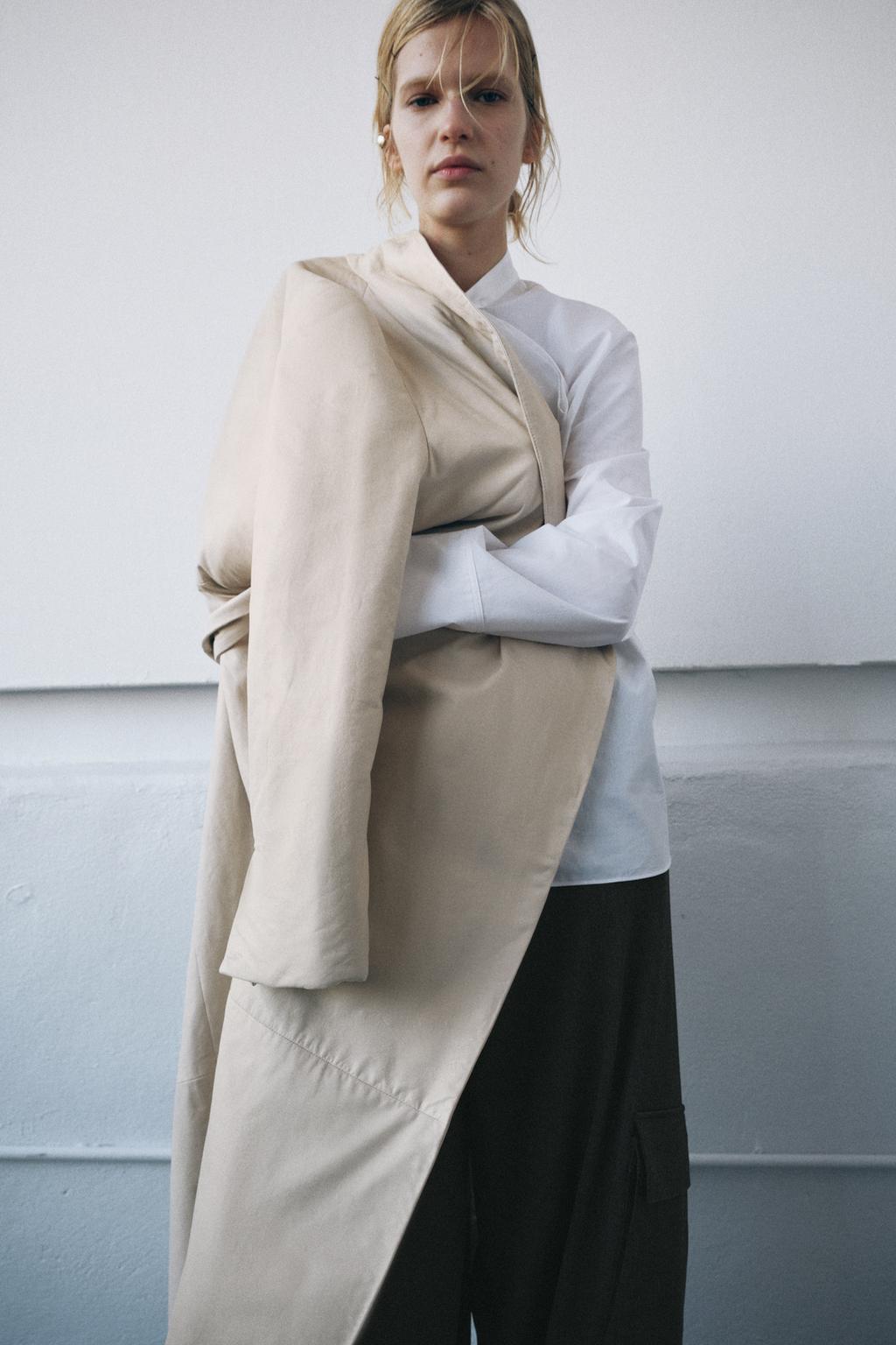 Стеганое кожаное пальто zw collection limited edition