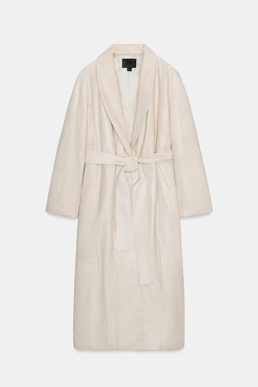 Стеганое кожаное пальто zw collection limited edition