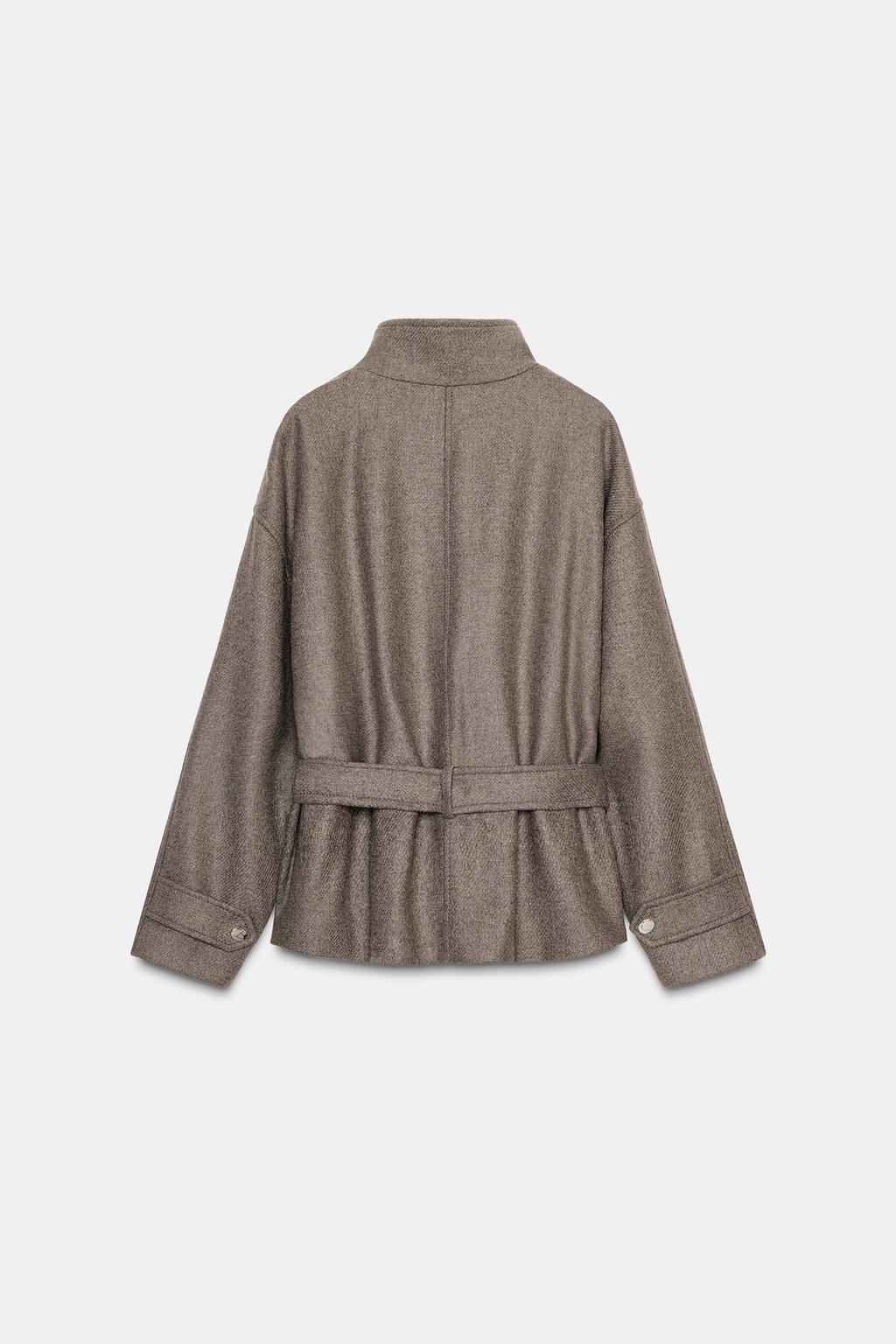 КОРОТКОЕ ПАЛЬТО ИЗ СМЕСОВОЙ ШЕРСТИ С ПОЯСОМ