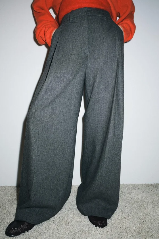БРЮКИ WIDE-LEG С ЗАЩИПАМИ — ZW COLLECTION