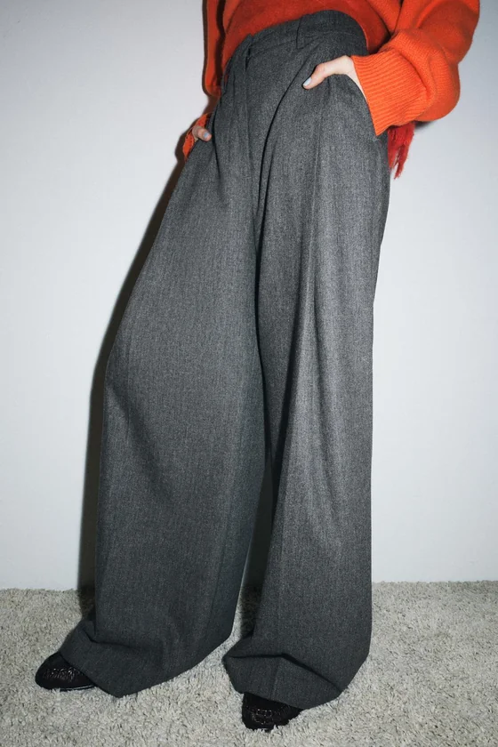 БРЮКИ WIDE-LEG С ЗАЩИПАМИ — ZW COLLECTION