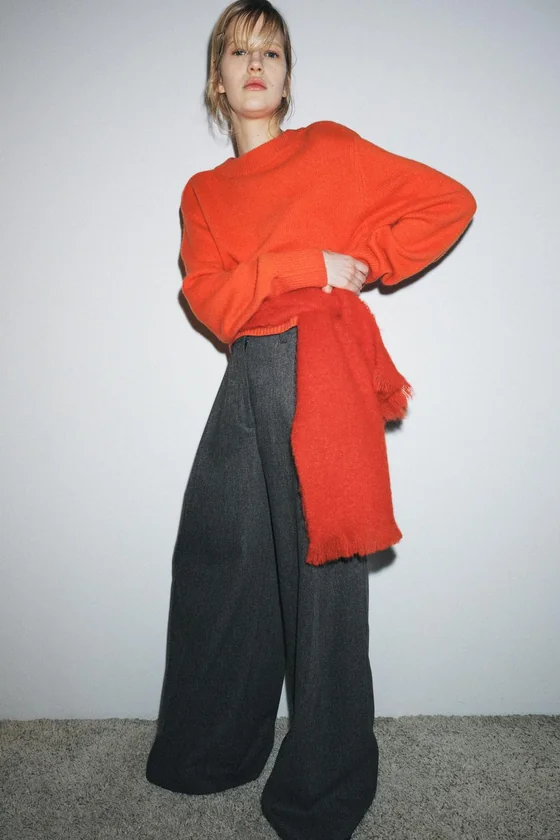 БРЮКИ WIDE-LEG С ЗАЩИПАМИ — ZW COLLECTION