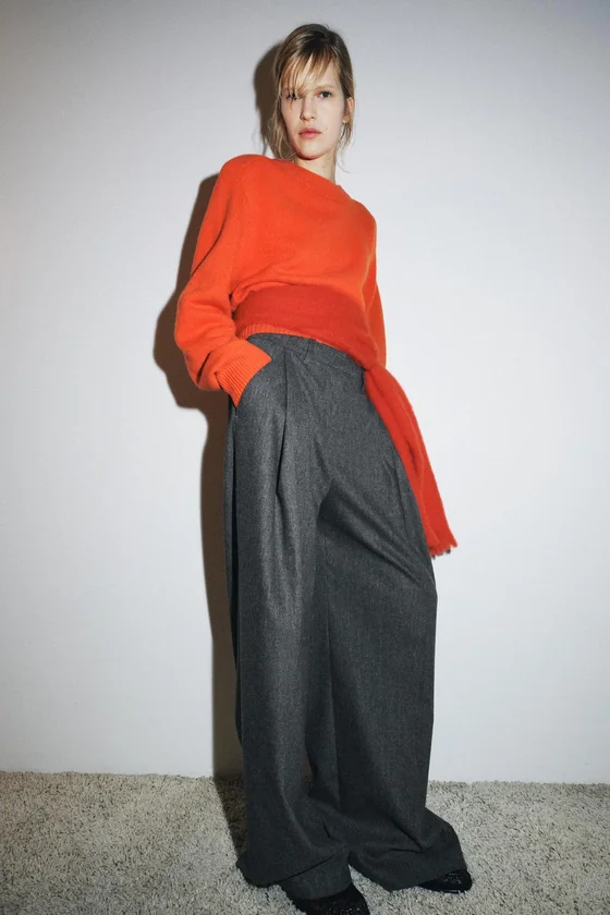 БРЮКИ WIDE-LEG С ЗАЩИПАМИ — ZW COLLECTION