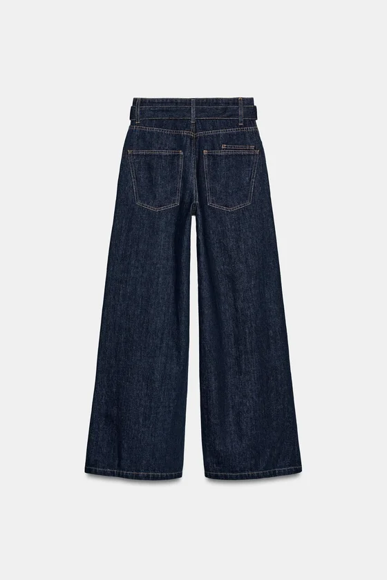 ДЖИНСЫ WIDE LEG С ВЫСОКОЙ ПОСАДКОЙ И РЕМНЕМ — ZW COLLECTION