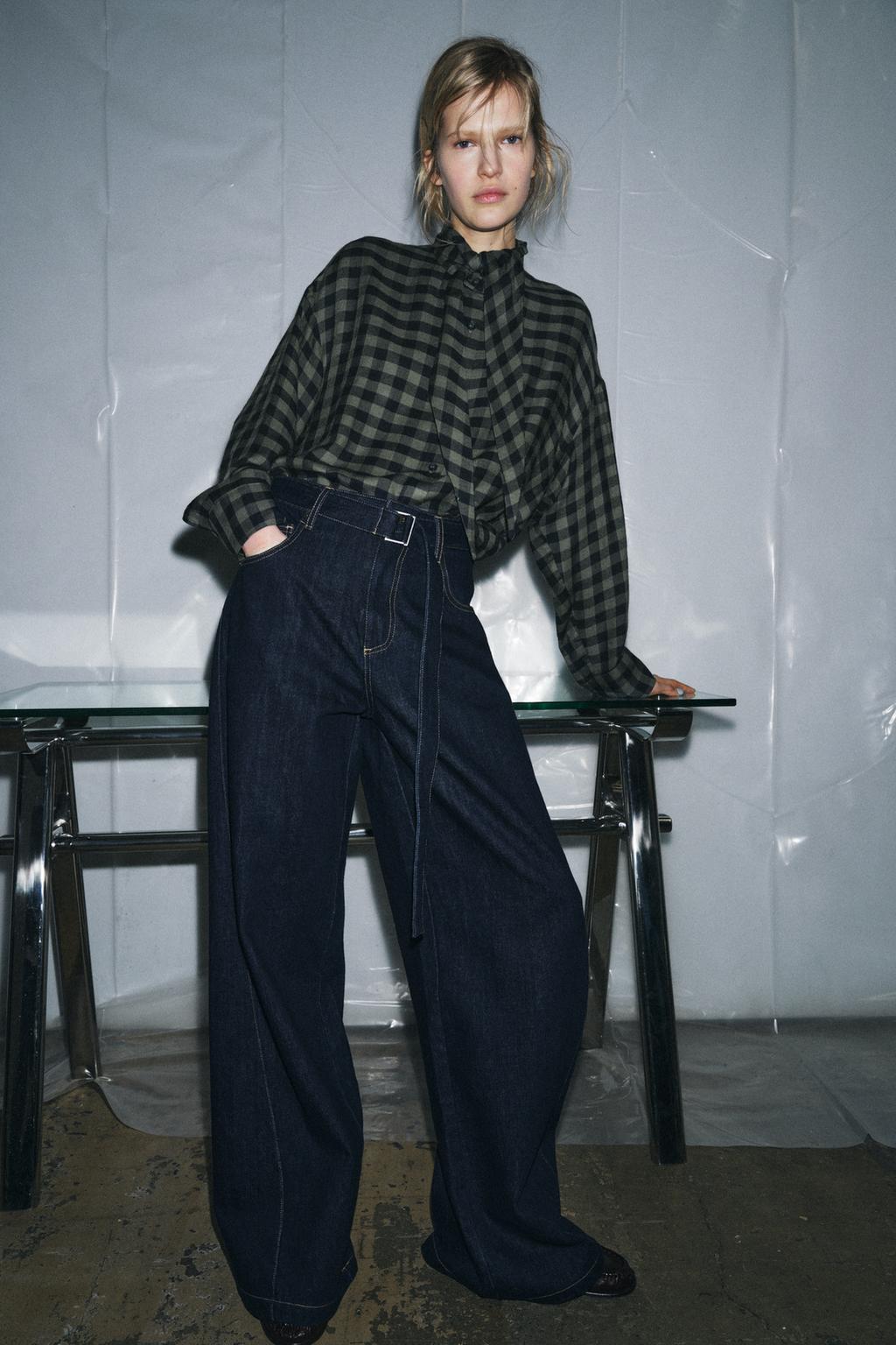 ДЖИНСЫ WIDE LEG С ВЫСОКОЙ ПОСАДКОЙ И РЕМНЕМ — ZW COLLECTION