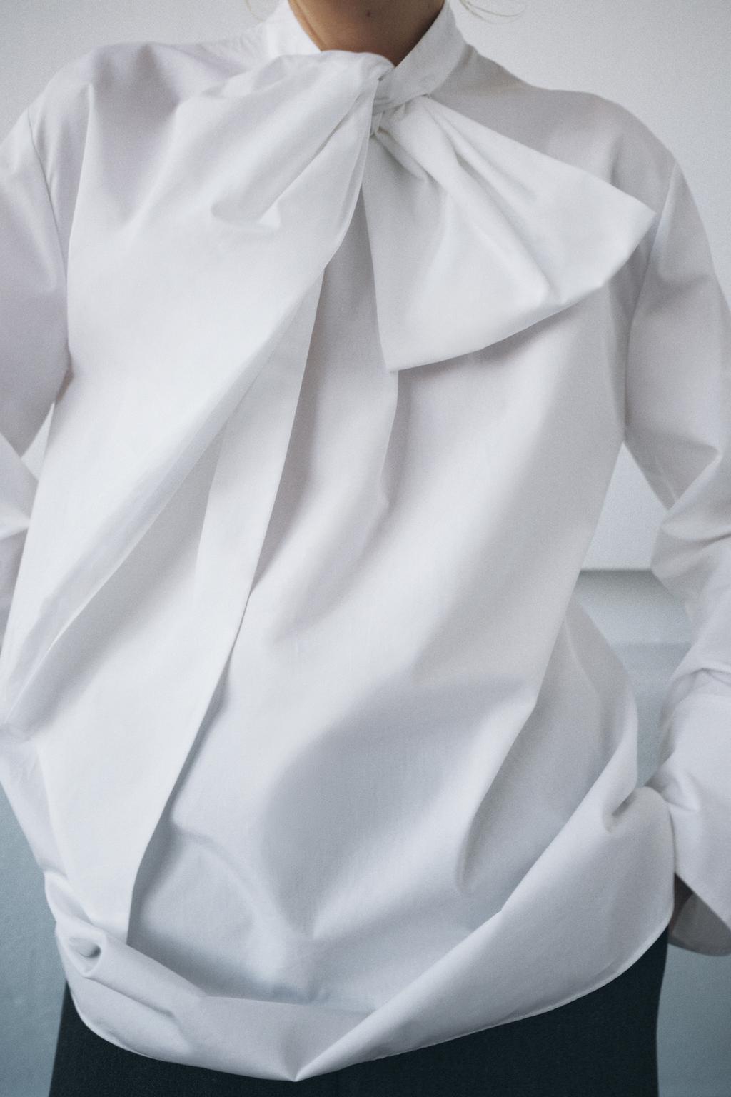 РУБАШКА ИЗ ПОПЛИНА С ЗАВЯЗКАМИ — ZW COLLECTION