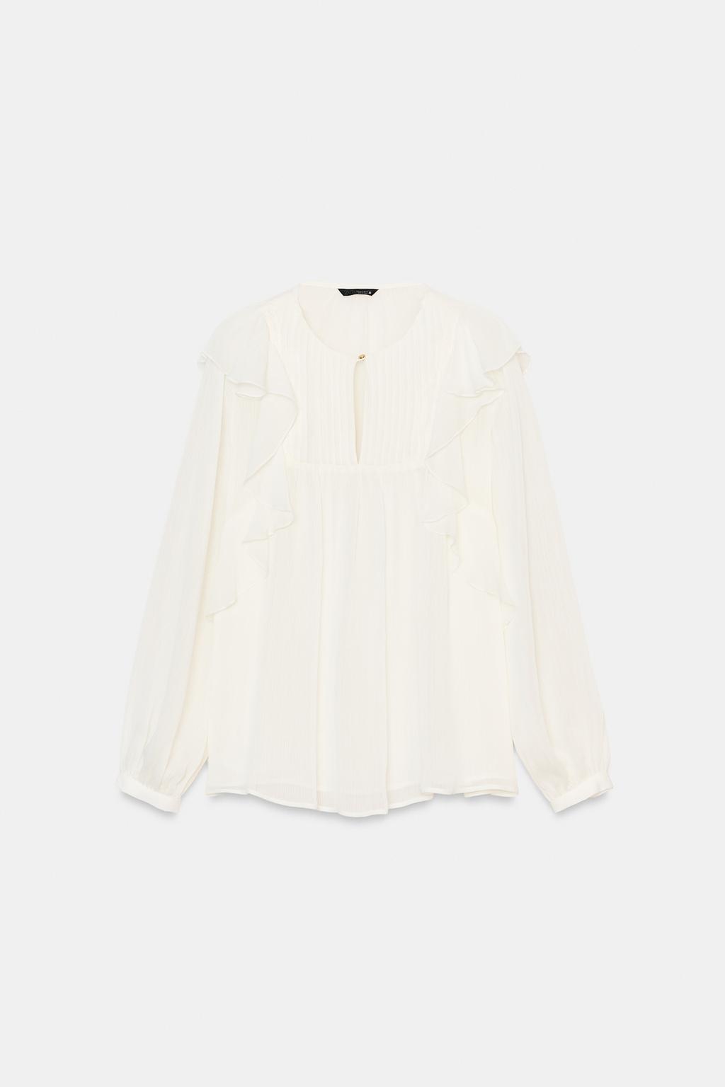 БЛУЗА СО СКЛАДКАМИ И ВОЛАНАМИ