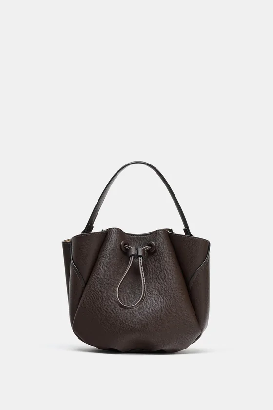 МИНИ-СУМКА-МЕШОК С ДЕКОРАТИВНОЙ СТРОЧКОЙ