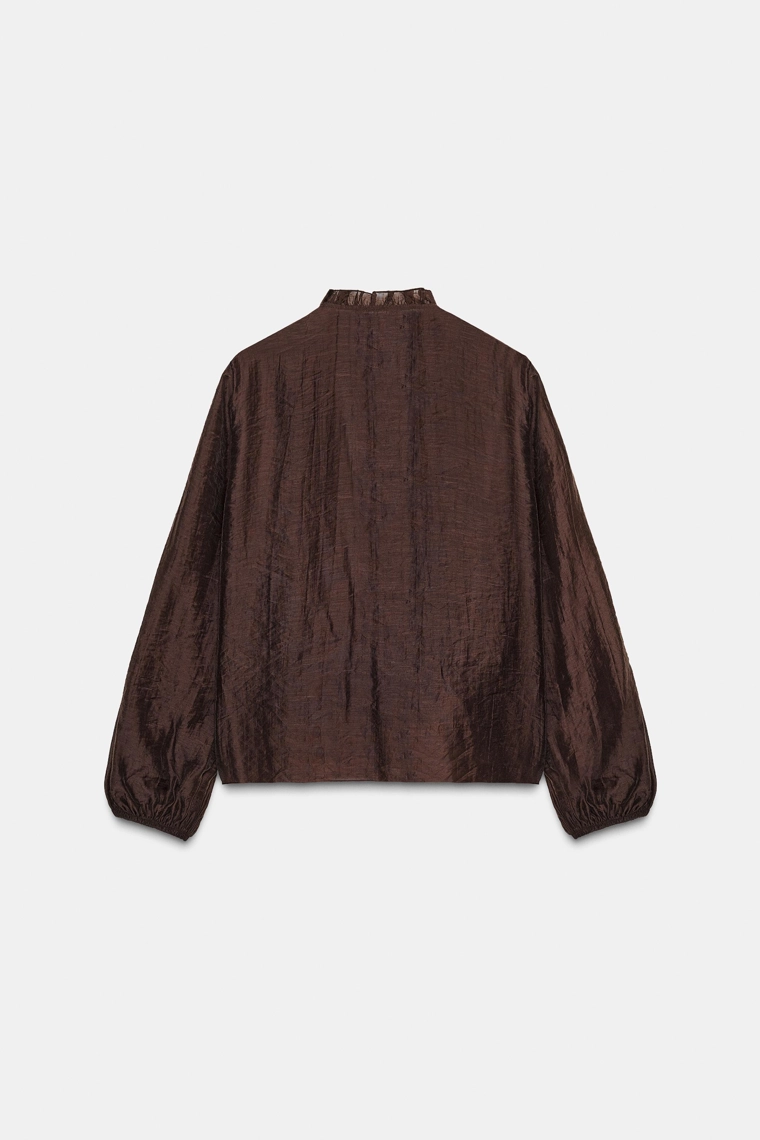 БЛУЗА В ГОРОШЕК С ВОЛАНАМИ