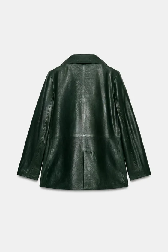 Укороченный кожаный блейзер с двубортной застежкой zw collection limited edition