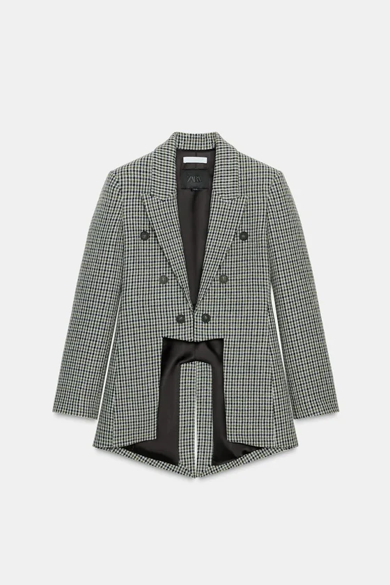 АСИММЕТРИЧНЫЙ БЛЕЙЗЕР В КЛЕТКУ ИЗ ШЕРСТЯНОЙ ТКАНИ — ZW COLLECTION LIMITED EDITION