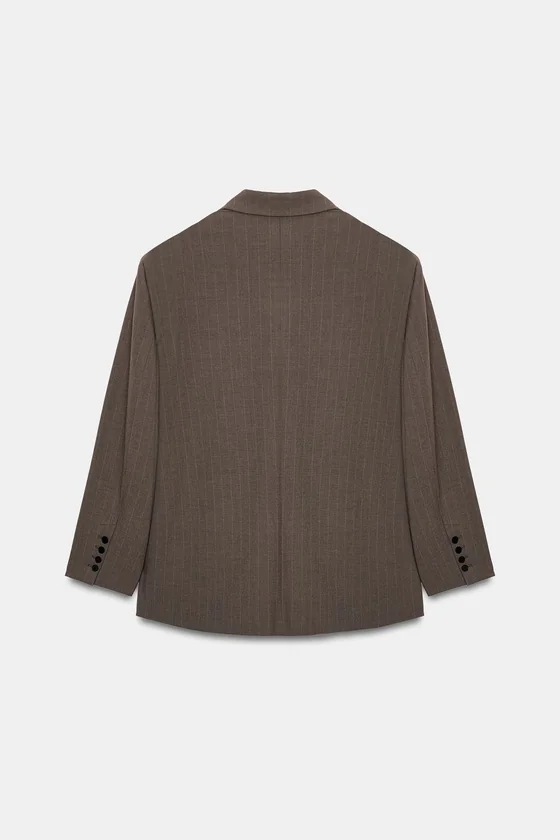 БЛЕЙЗЕР OVERSIZE В ПОЛОСКУ ИЗ ДВОЙНОЙ ТКАНИ