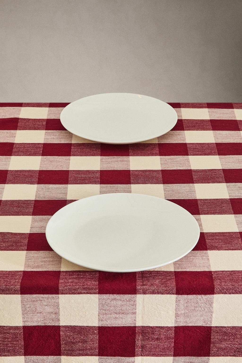 Хлопковый скатерть в крупную клетку