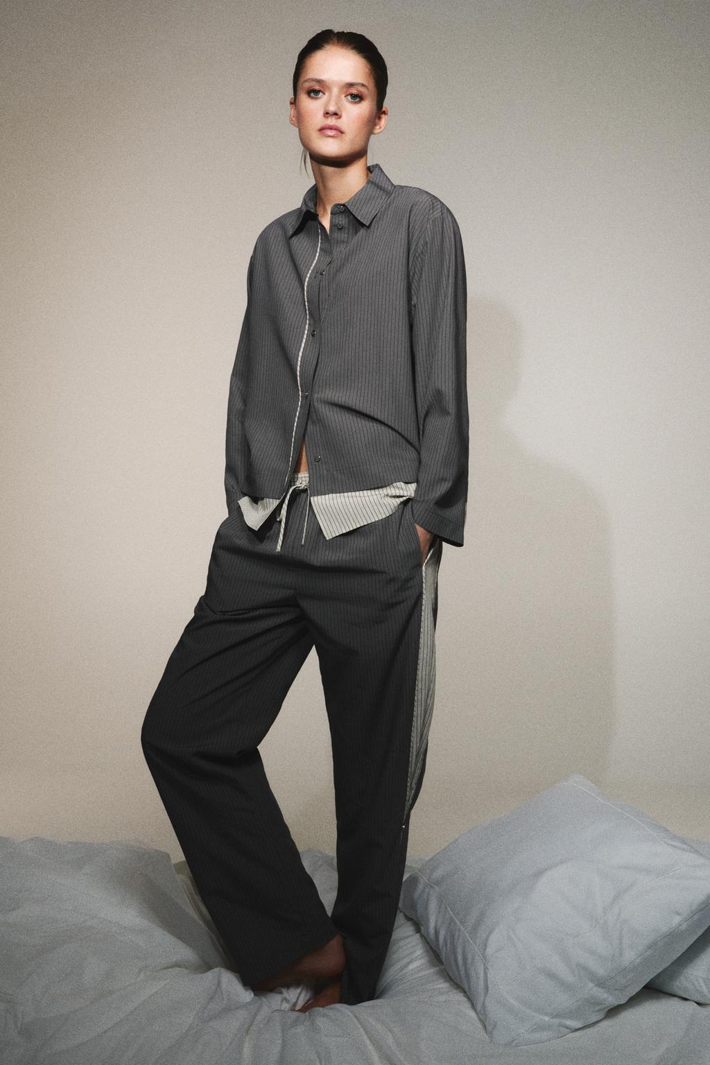 БРЮКИ В ПОЛОСКУ ИЗ СМЕСОВОЙ ВИСКОЗЫ