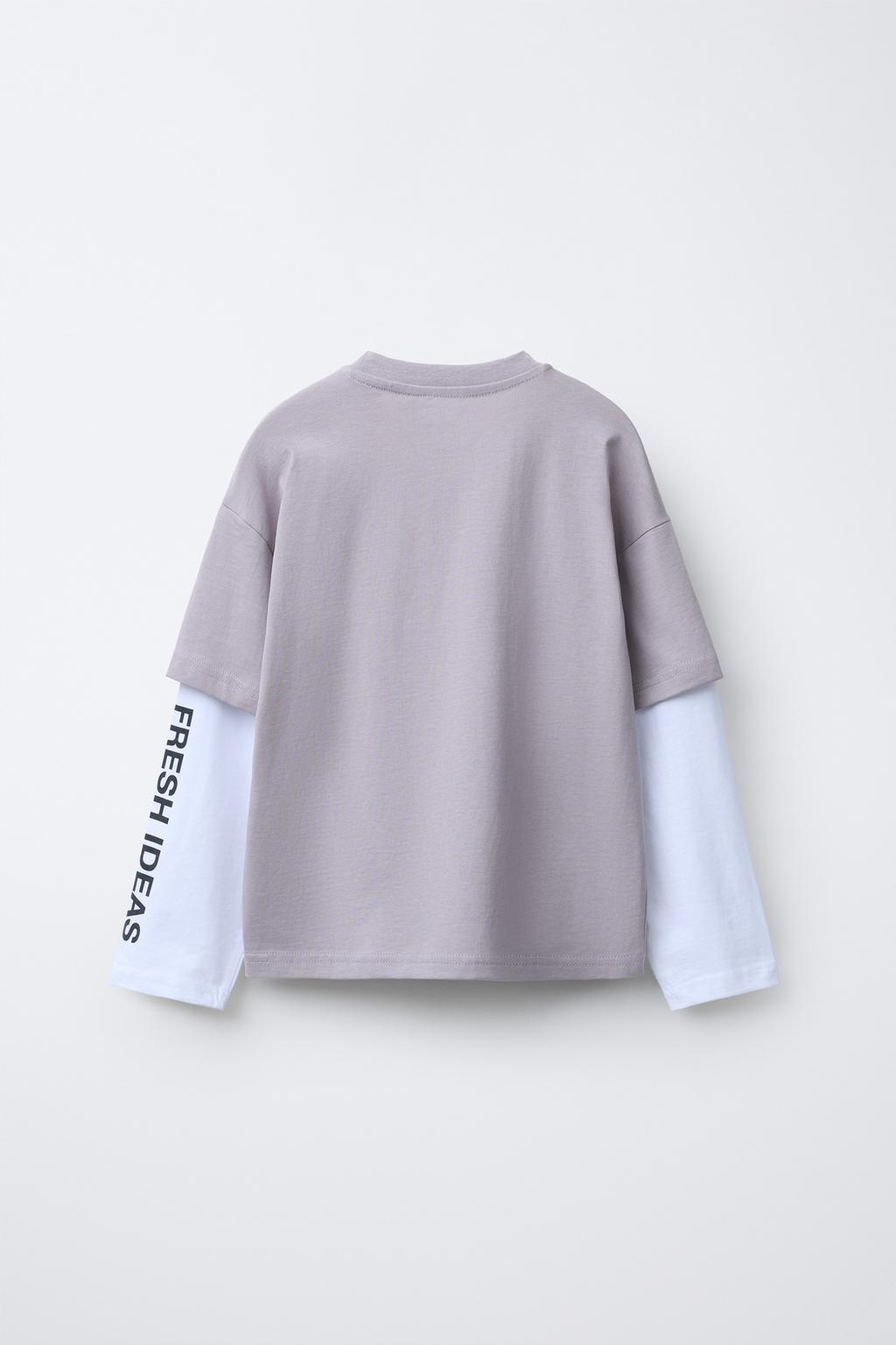 ЛОНГСЛИВ С ДВОЙНЫМИ РУКАВАМИ И НАДПИСЬЮ